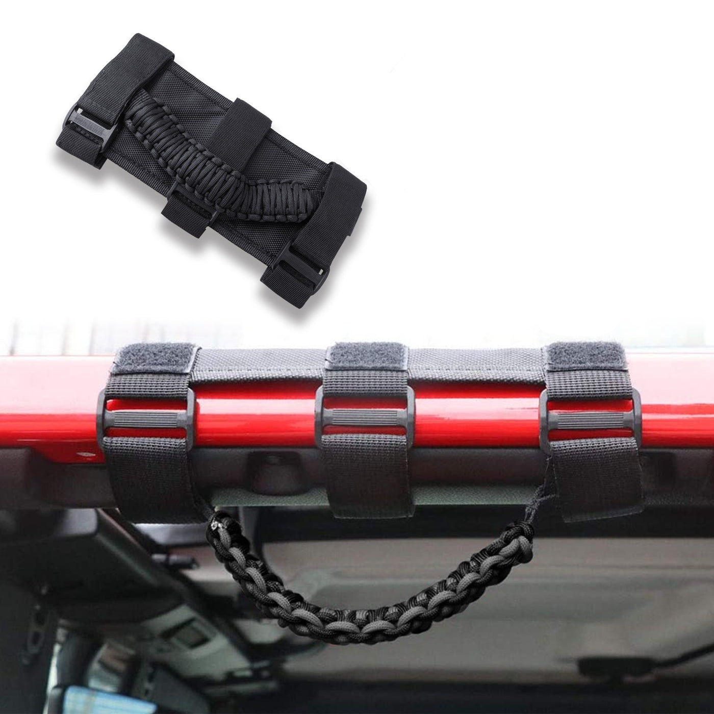 Flashark Grab Handle Kit For Jeep CJ/Wrangler/Gladiator, Grip Handle 2 Door 4 Door For Jeep Wrangler Accessories Black Woven Handle Flashark