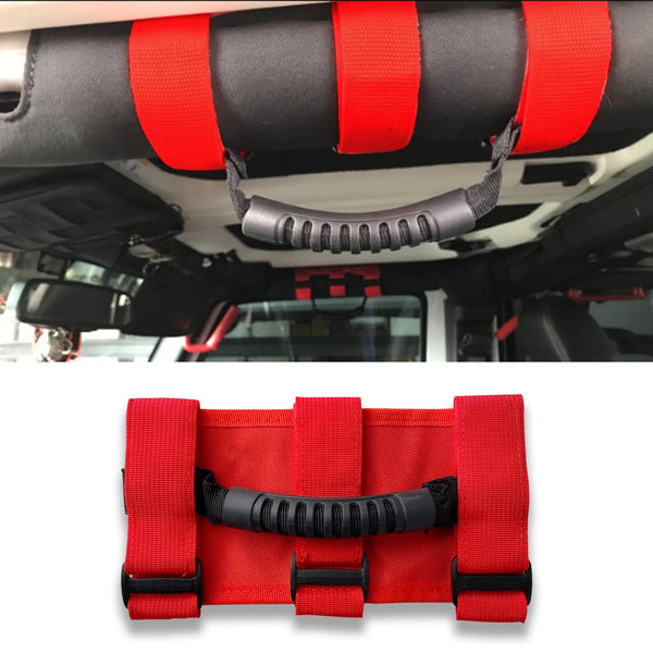 Flashark Jeep Wrangler Blue/Red/Pink/Yellow/Camouflage Grab Hand Interior For Car Truck 1987-2020 Handle Roll Bar Grip Handle Door Roof Black Wide Handle Flashark