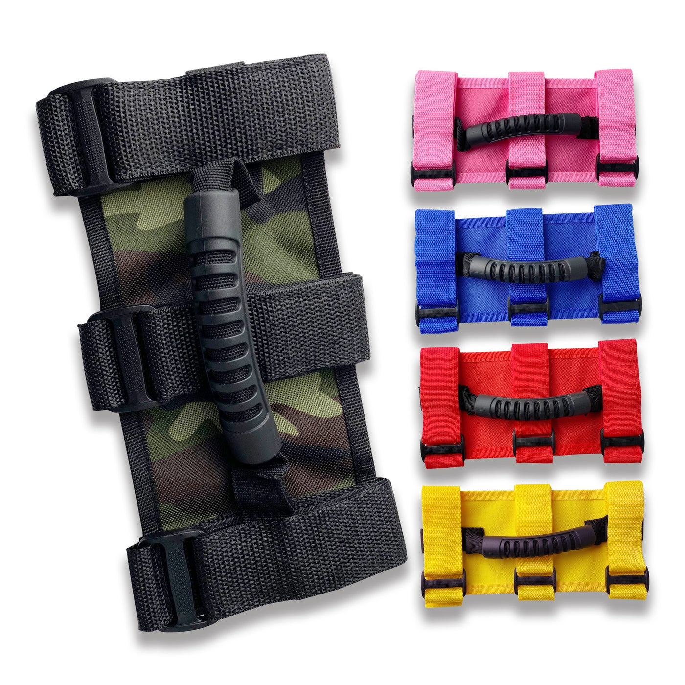 Flashark Jeep Wrangler Blue/Red/Pink/Yellow/Camouflage Grab Hand Interior For Car Truck 1987-2020 Handle Roll Bar Grip Handle Door Roof Black Wide Handle Flashark