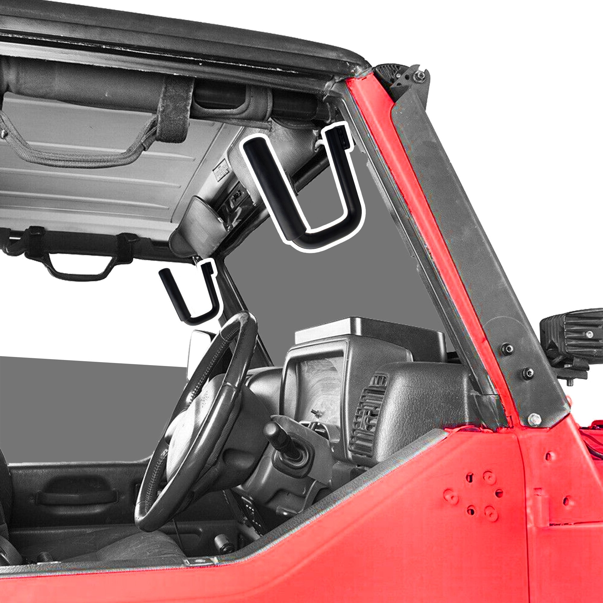 Flashark Jeep Wrangler RedRock 4x4 Steel Front Grab Handles for 1997-2006 Jeep Wrangler TJ Flashark