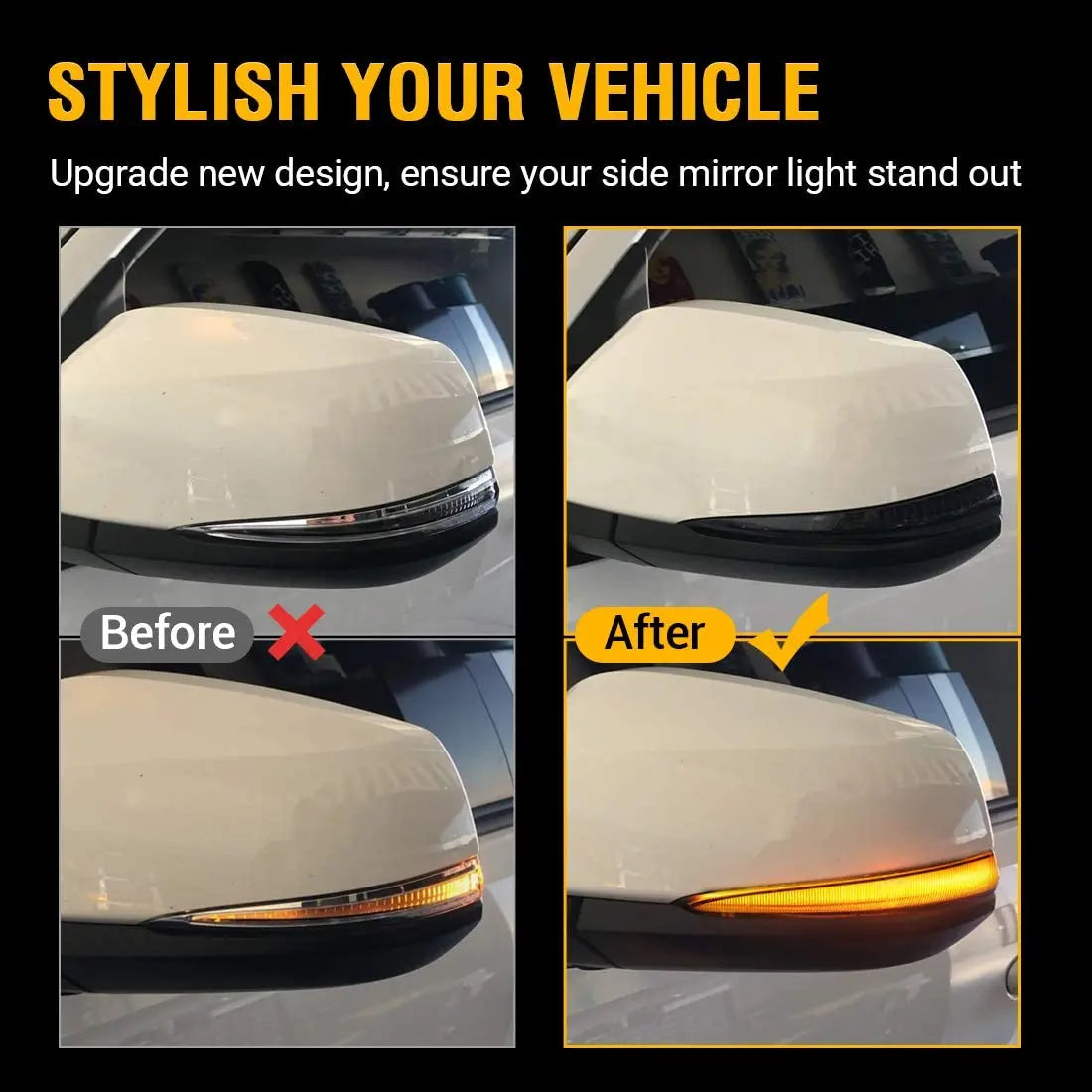 Flashark LED Side Mirror Turn Signal Lights, Sequential Dynamic Indicator Strip for 2016-2021 Tacoma, 2019-2021 RAV4 XA50,2020 Highlander XU70, Alphard Velltire Lexus LM Flashark