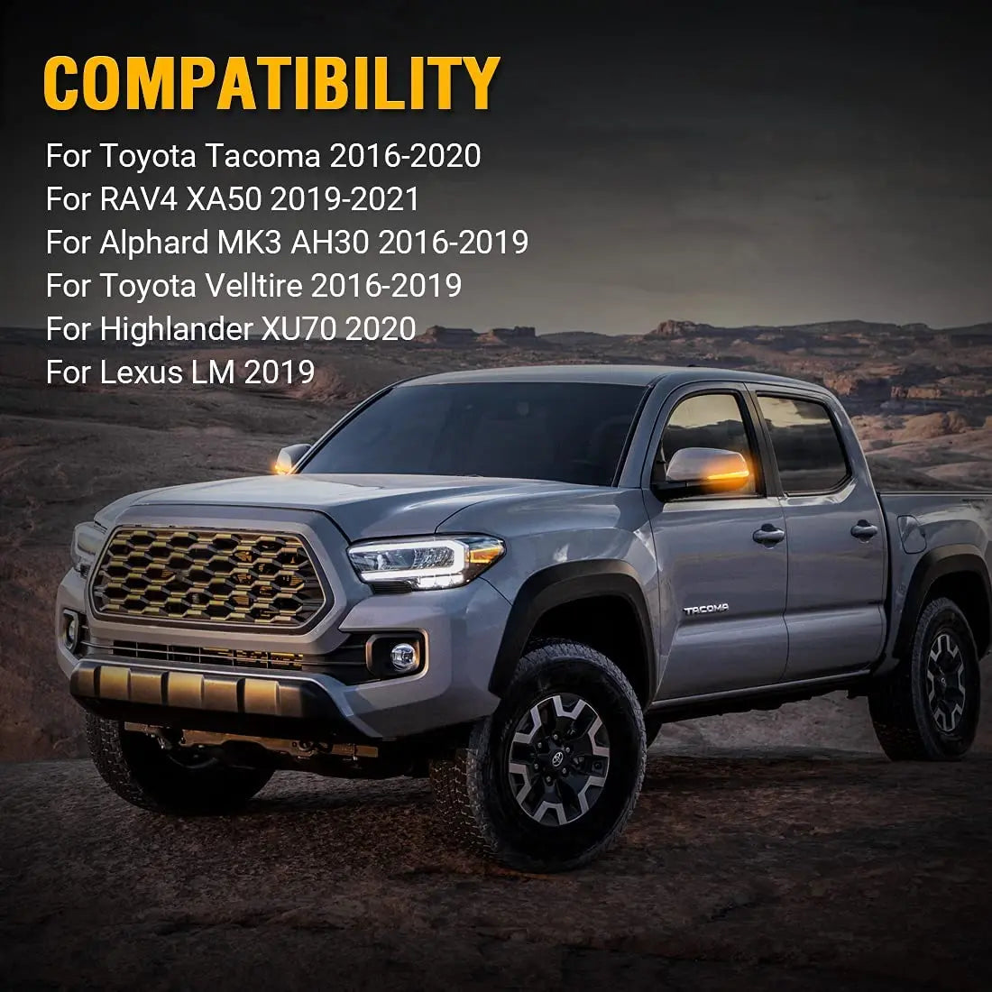 Flashark LED Side Mirror Turn Signal Lights, Sequential Dynamic Indicator Strip for 2016-2021 Tacoma, 2019-2021 RAV4 XA50,2020 Highlander XU70, Alphard Velltire Lexus LM Flashark