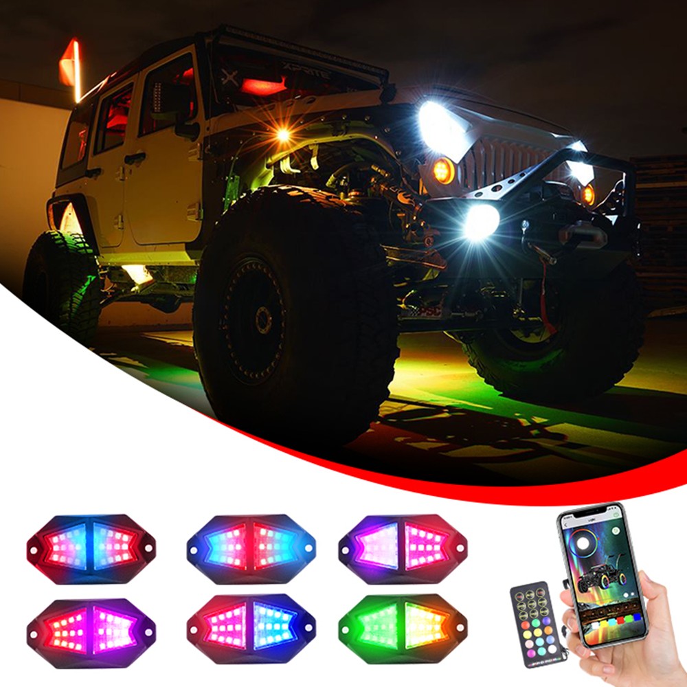 RGB LED Rock Lights Bluetooth Control Multicolor Neon LED Light Kit for  Truck Car ATV SUV Vehicle Boat