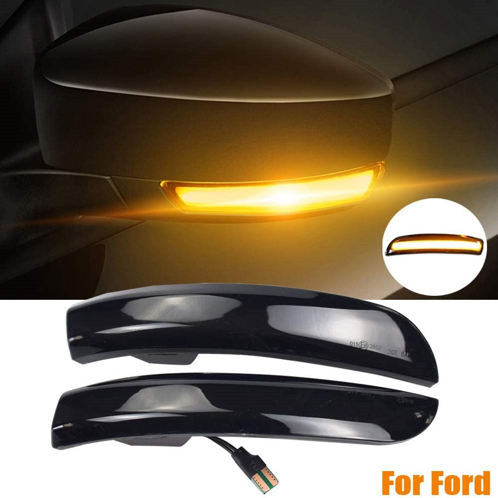 Flashark Sequential Dynamic LED Turn Signal Light Side Mirror Marker Lamp Blinker Indicator Compatible with Ford Escape Ecosport 2013-2018, Focus SE ST RS 2012-2018, C-Max 2013-2017 Flashark