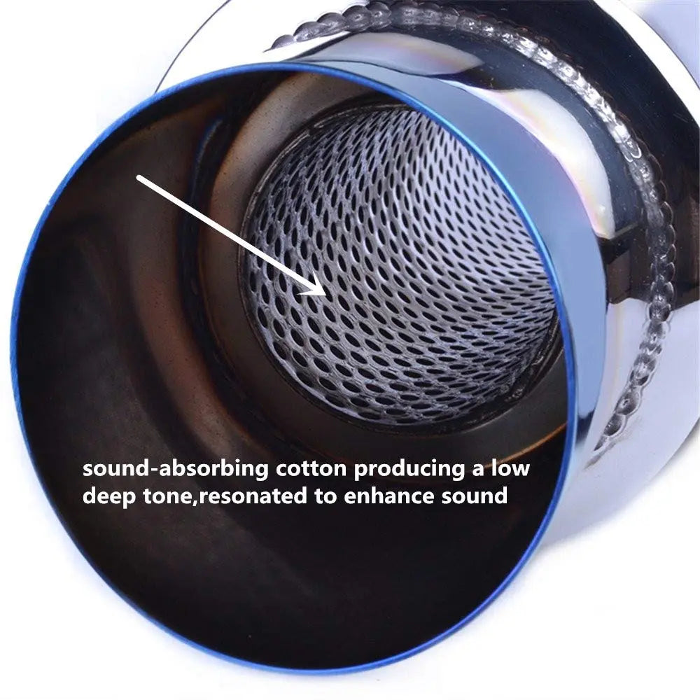 Flashark Universal Fit N1 Flat Muffler exhaust tip Polished Stainless Steel Burnt Tip Blue Muffler 2.5" inlet 4" outlet Flashark