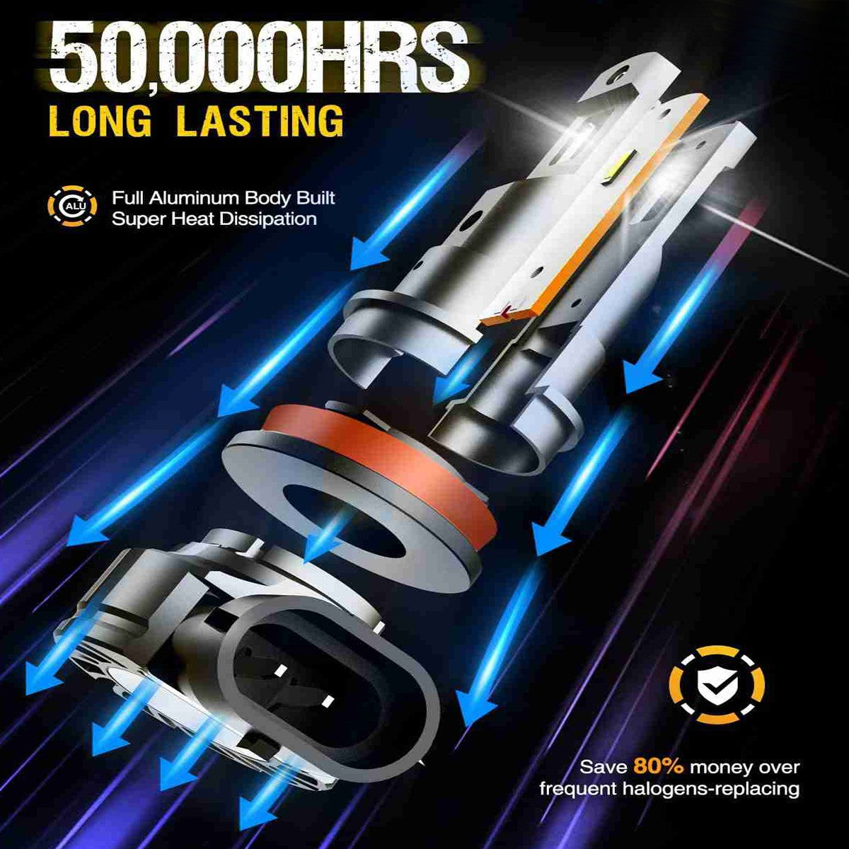 H11 H8 H9 LED Fog Light Bulbs 13W 6000LM 6000K | 2 Bulbs Flashark