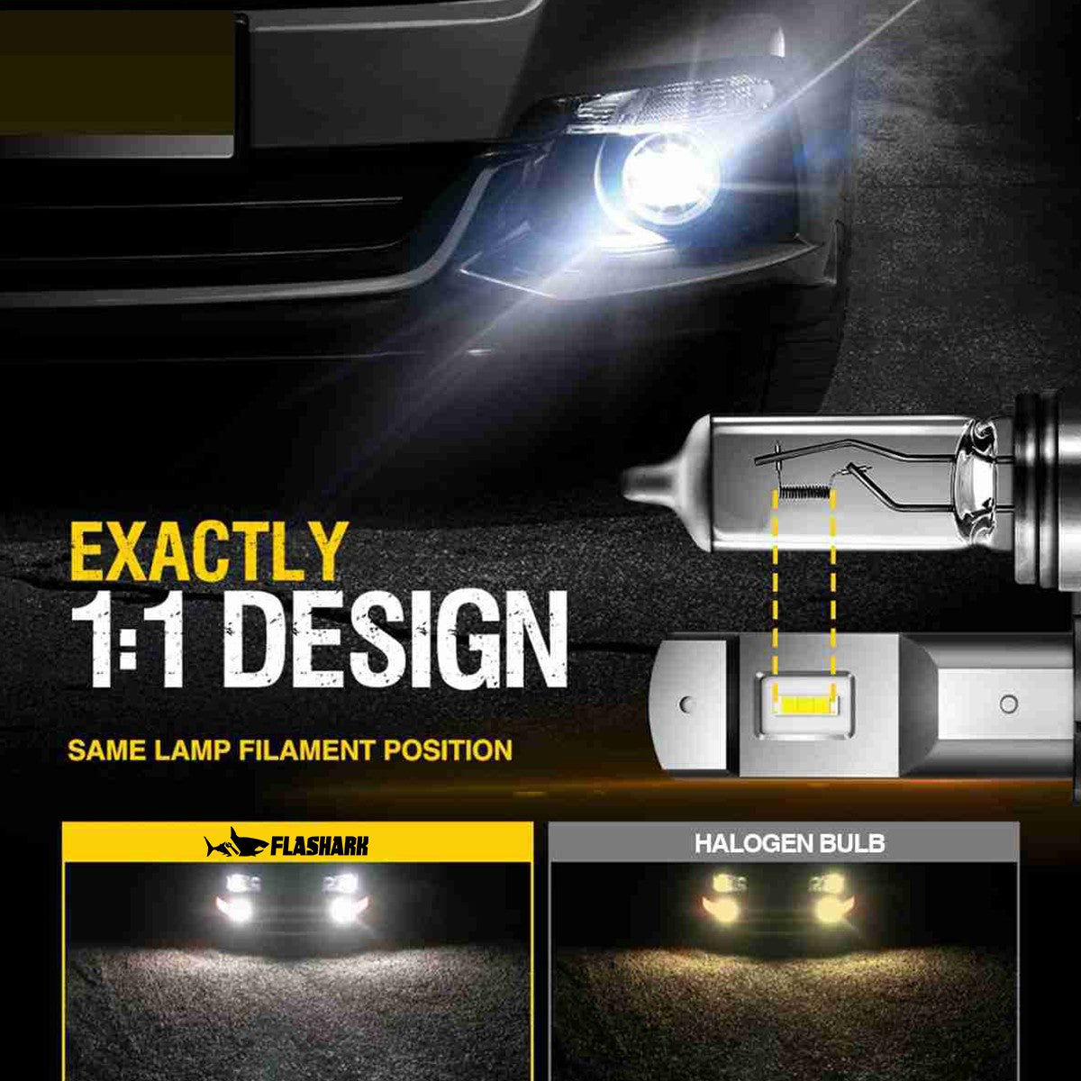 H11 H8 H9 LED Fog Light Bulbs 13W 6000LM 6000K | 2 Bulbs Flashark
