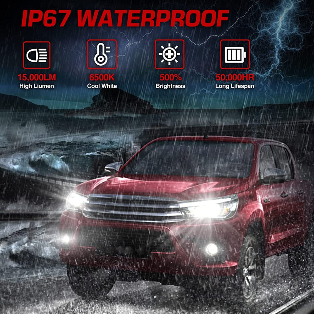 H11 H8 H9 LED Headlight Bulbs 20W 15000LM 6000K | 2 Bulbs Flashark