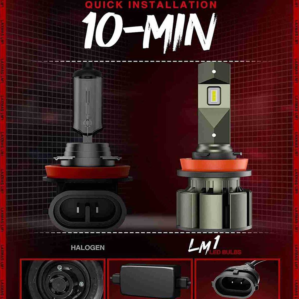 H11 H8 H9 LED Headlight Bulbs 60W 12000LM 6000K | 2 Bulbs Flashark
