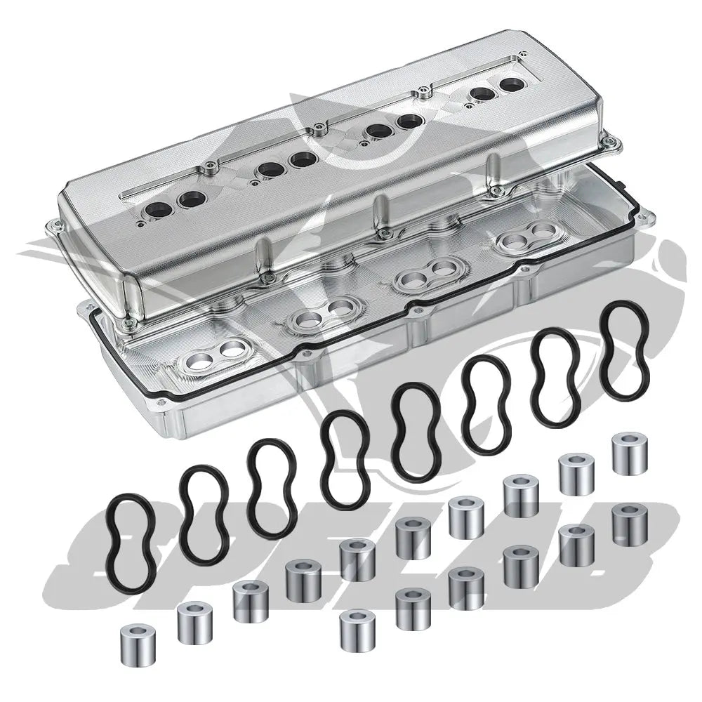 SPELAB Billet Aluminum Engine Valve Covers 05-19 Dodge Hemi 5.7L 6.1L 6.4L Silver Finish SPELAB