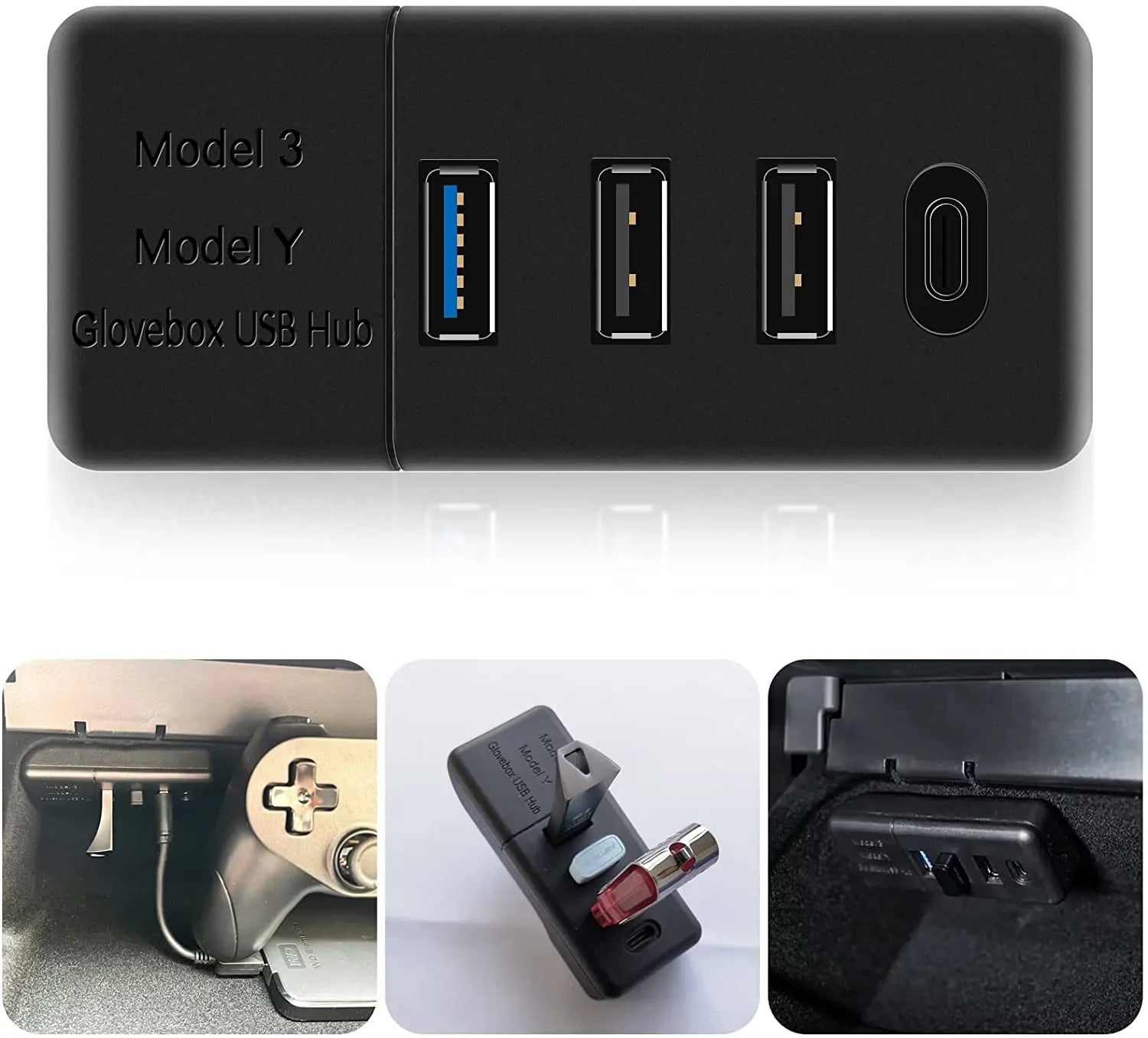 USB Hub, USB Hub 4 Ports 2021 Tesla Model 3 2022 Model Y for All