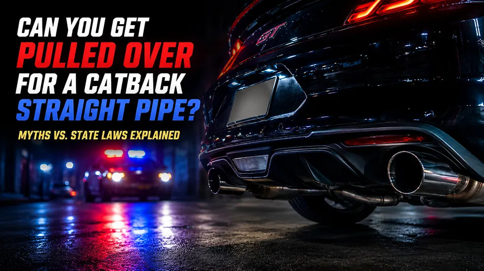 Catback exhaust with police lights and blog title