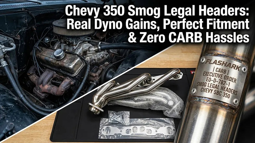 Flashark Smog Legal Headers with CARB EO plate for Chevy 350