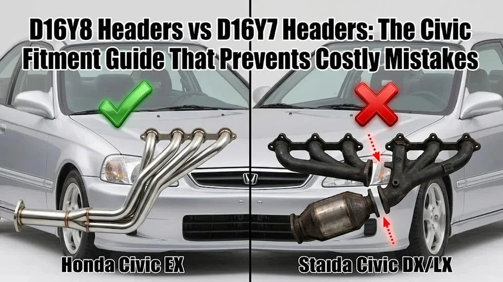D16Y8 vs D16Y7 header fitment comparison guide visual
