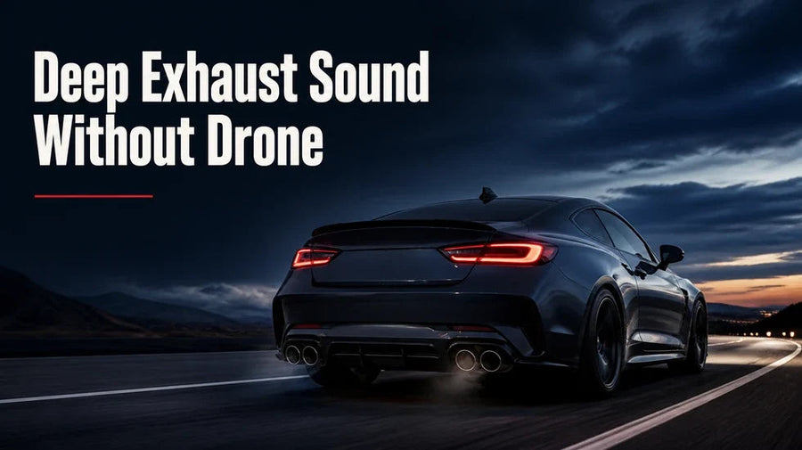 Deep exhaust sound without drone on a highway
