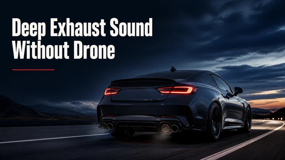 Deep exhaust sound without drone on a highway