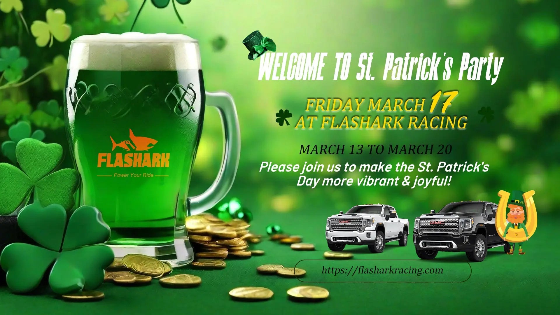 Shamrocks, Lucky, St. Patrick's Day! Flashark Party