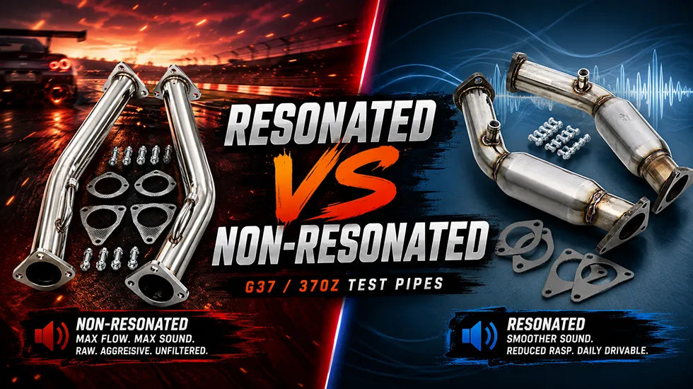 G37 and 370Z resonated vs non resonated test pipes