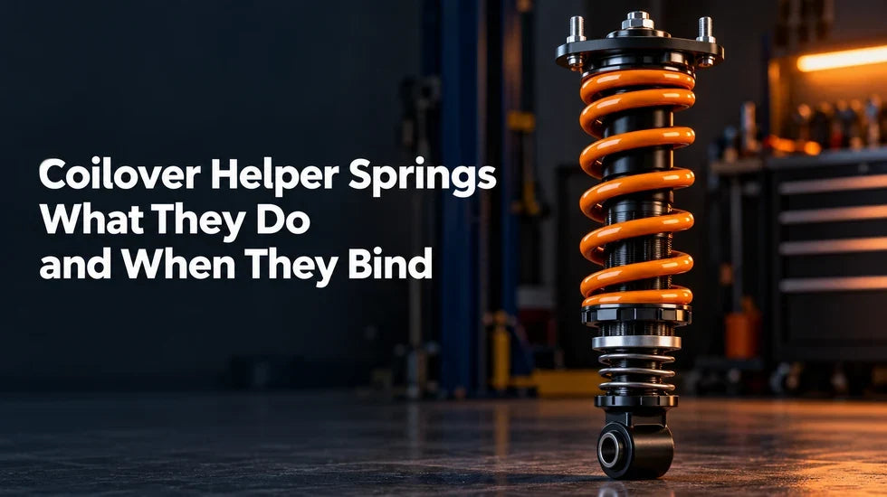 Coilover helper spring beside the main spring in a setup guide