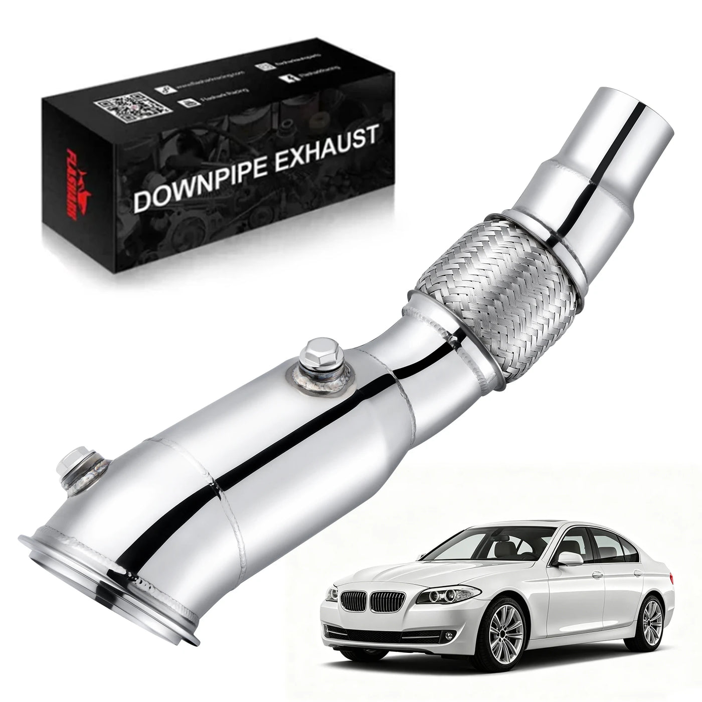 Flashark Downpipe Exhaust for 2011–2017 BMW 528i N20 (F10)