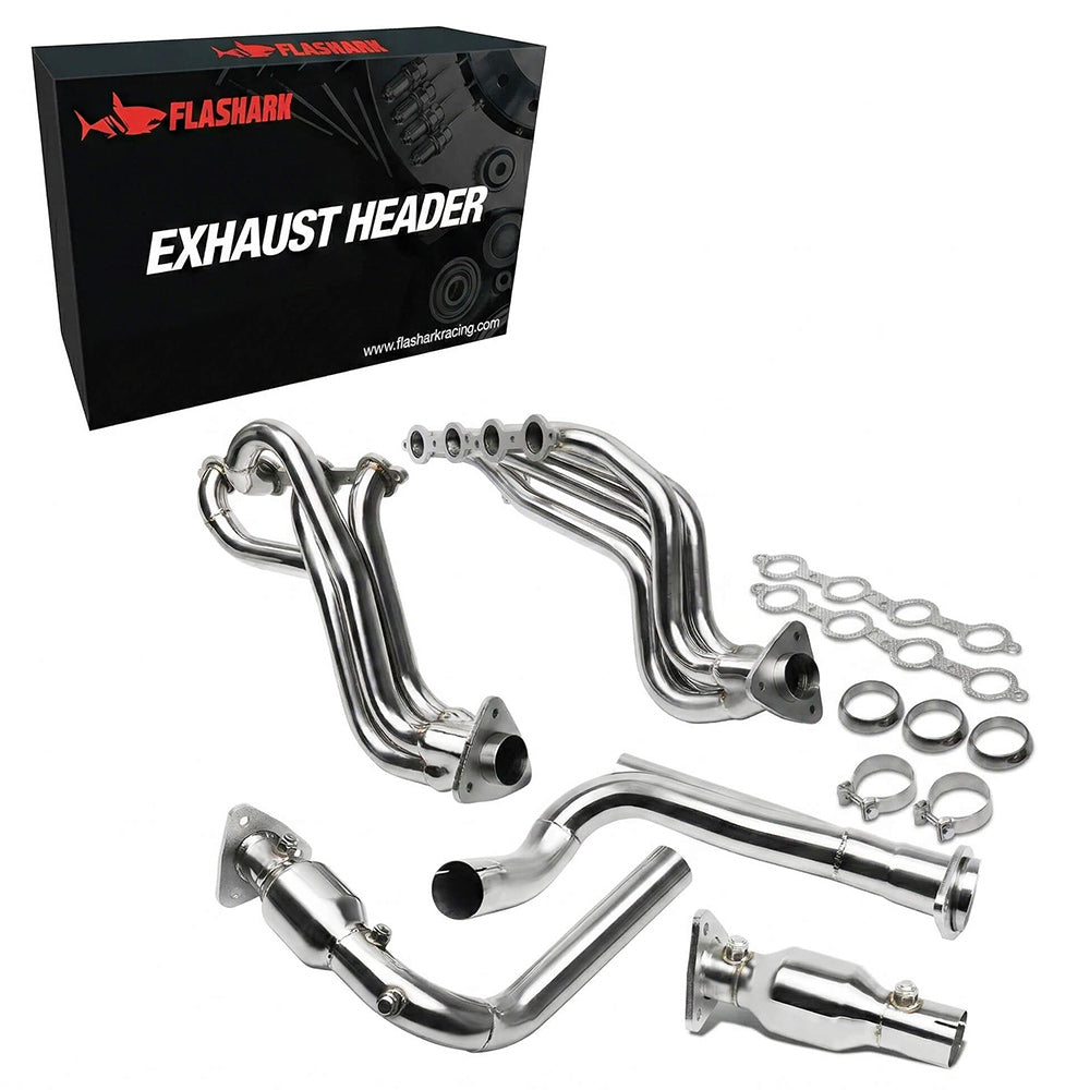 Exhaust Header for 1999-2006 Chevy Silverado/Avalanche/Suburban/Tahoe GMC Sierra/Yukon GMT800 4.8L 5.3L 6.0L V8 Engine (with EGR Valve)