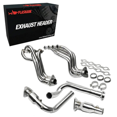 Exhaust Header for 1999-2006 Chevy Silverado/Avalanche/Suburban/Tahoe GMC Sierra/Yukon GMT800 4.8L 5.3L 6.0L V8 Engine (with EGR Valve)