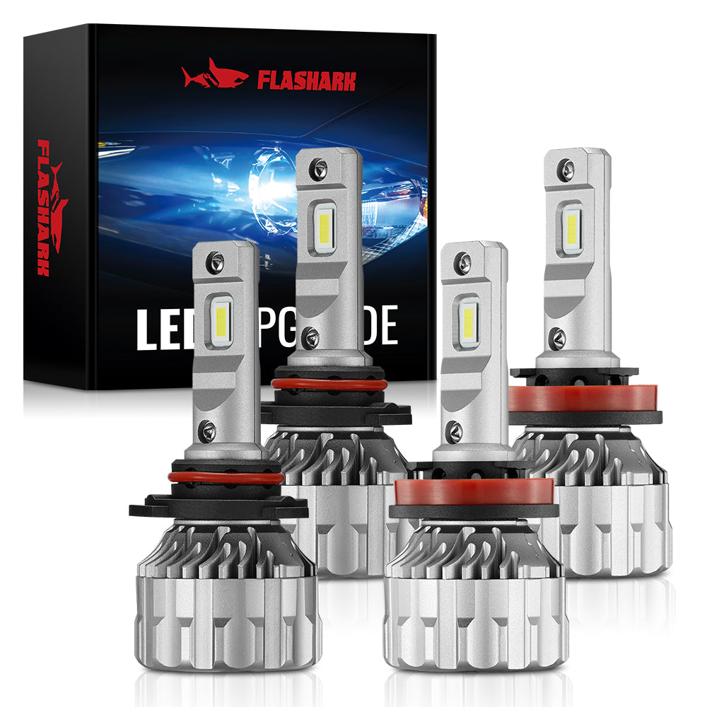 Flashark H11 9005 240W 6500K 14000LM White IP68 LED Headlight Bulbs