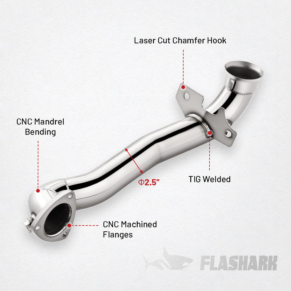 Downpipe Exhaust for 2007-2016 Mini Cooper R55-R61 1.6L Turbo 2.5 inch with 2 O2 sensor bungs