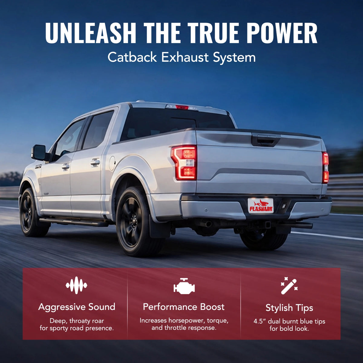 Sistema de escape Catback para Ford F150 2015-2020 (2,7 L, 3,5 L, 5,0 L), 3 pulgadas, con puntas de silenciador negras y pulidas 