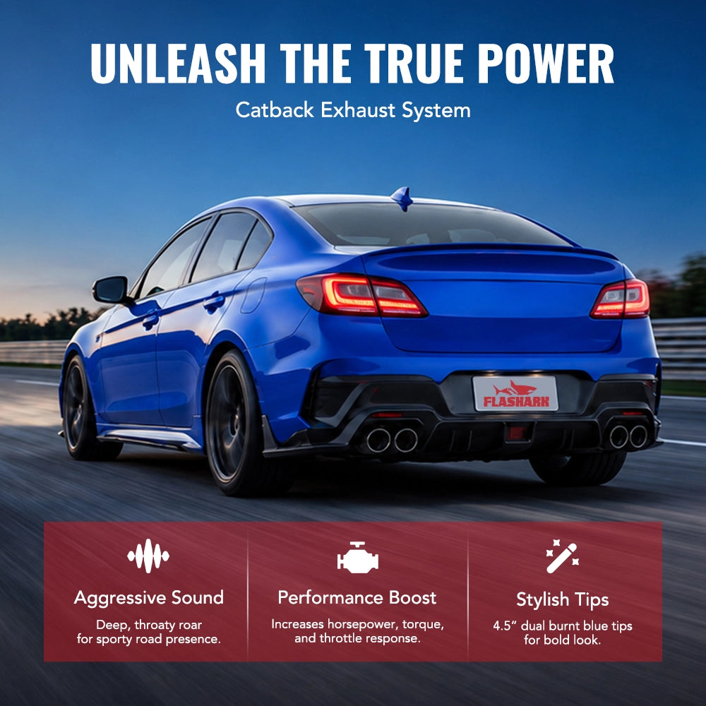 Sistema de escape Catback para Subaru WRX y STI 2015-2022 | Puntas de escape cuádruples de acero inoxidable pulido de 4 pulgadas