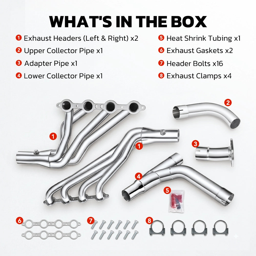 Long Tube Headers & Y-Pipe for 1999-2006 Chevrolet Silverado 1500 / Avalanche 1500丨GMC Sierra 1500丨4.8L / 5.3L / 6.0L V8丨2WD Only