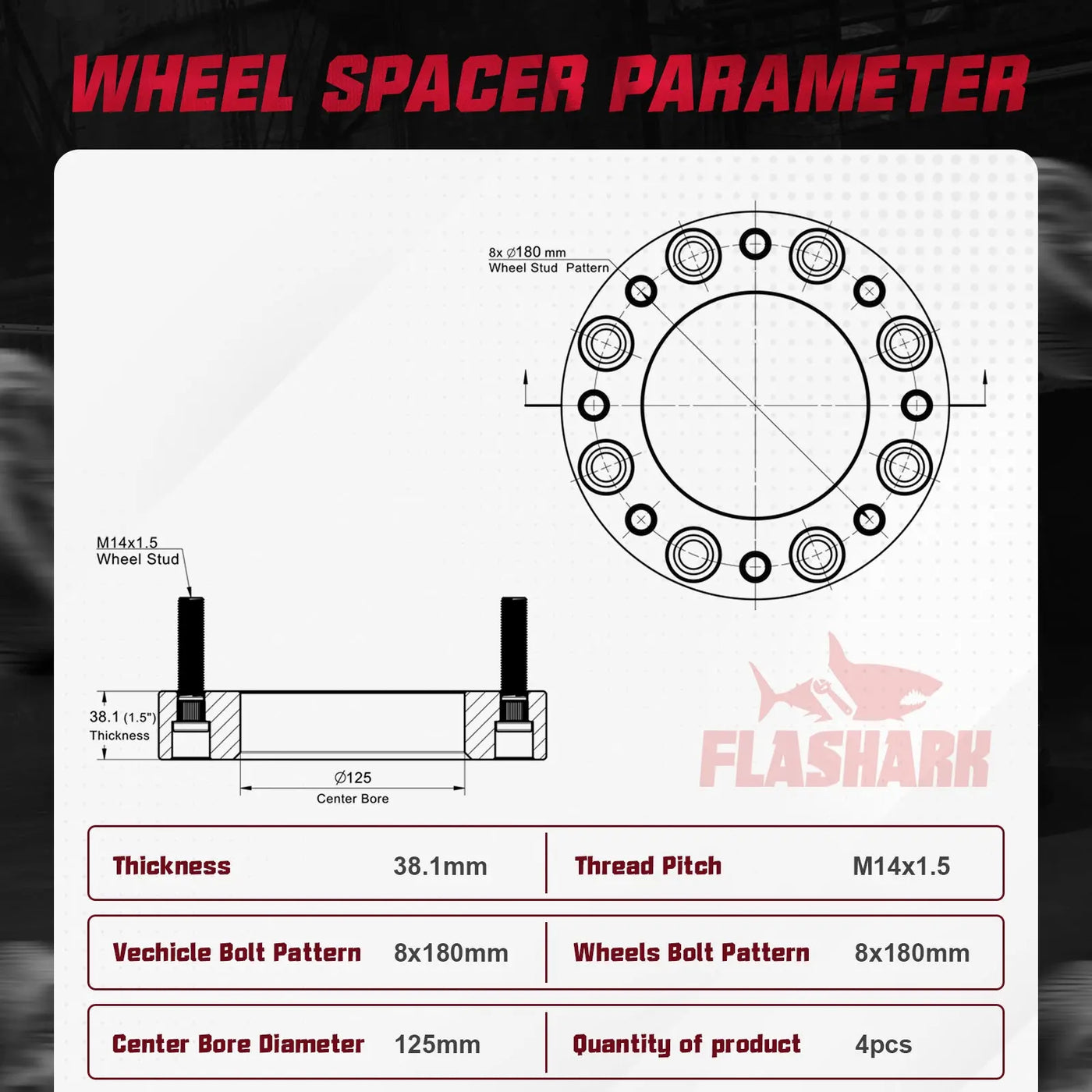 1.5"/2" 2011-2022 Chevy Chevrolet Silverado GMC Sierra 2500 3500 8x180mm Wheel Spacers 4PCS Flashark