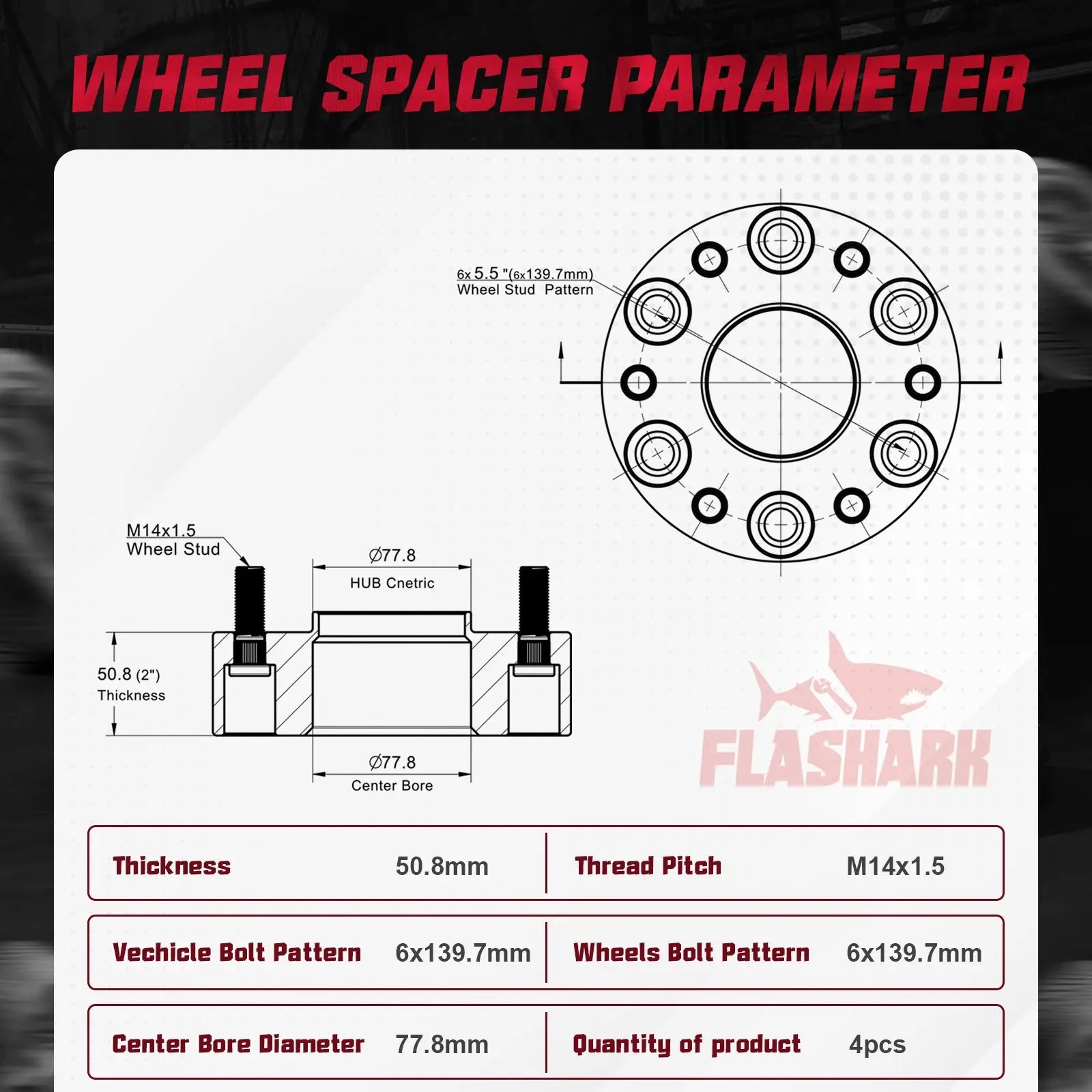 1.5 inch/2 inch 2019-2022 Dodge Ram 1500 6x5.5" Wheel Spacers 4PCS Flashark