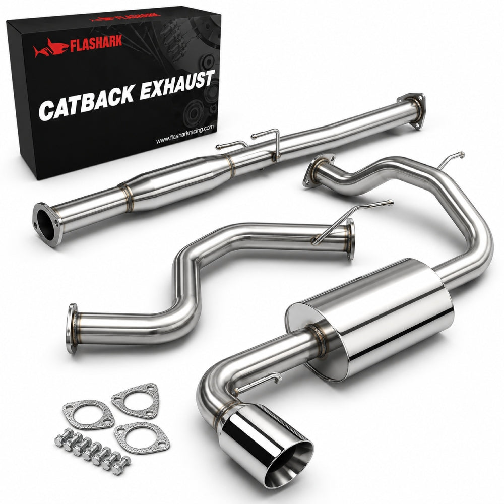 1988-1991 Honda Civic 1.5L 4 Inches Rolled/Burnt Muffler Tip Racing Catback Exhaust System（3-Door Only）