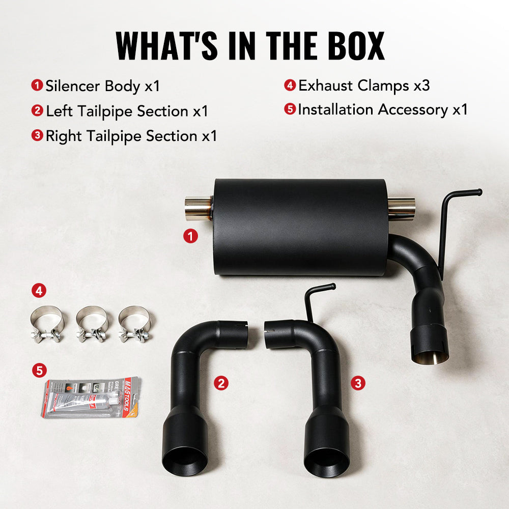 2007-2017 Jeep Wrangler JK (3.6L / 3.8L) & 2018-2023 Jeep Wrangler JL (2.0L / 3.6L) Axle-Back Exhaust System