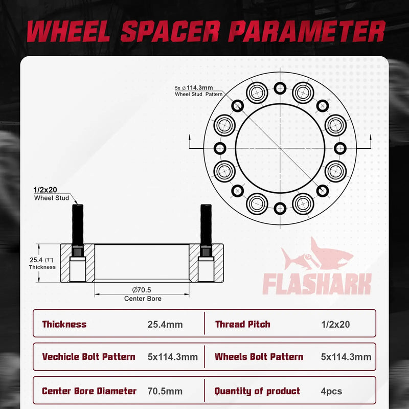1964-2014 Ford Mustang / Lincoln / Mazda / Mercury 5x4.5" Wheel Spacers 4PCS Flashark