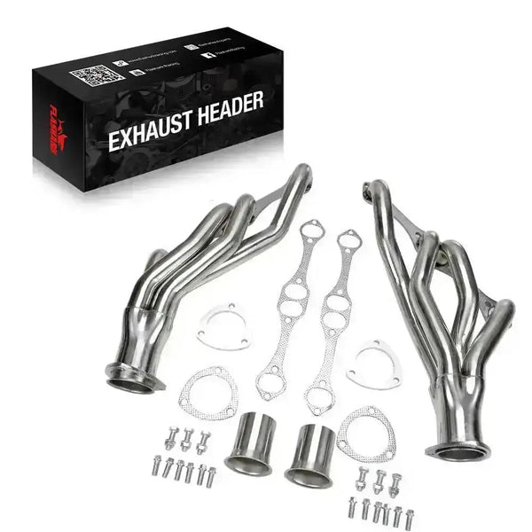 Exhaust Header for 1964-1997 Chevy 265-400 Small Block SBC Gen I V8 8-2-1 Ceramic Monte/ Malibu/ Camaro /Caprice 265 283 305 307 327 350 400 Flashark