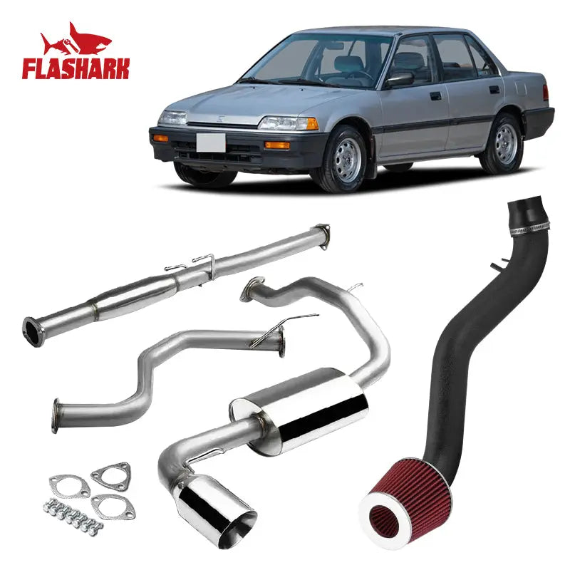 1988-1991 Honda Civic Exhaust Header Air Intake Kit All-In-One Kit Flashark