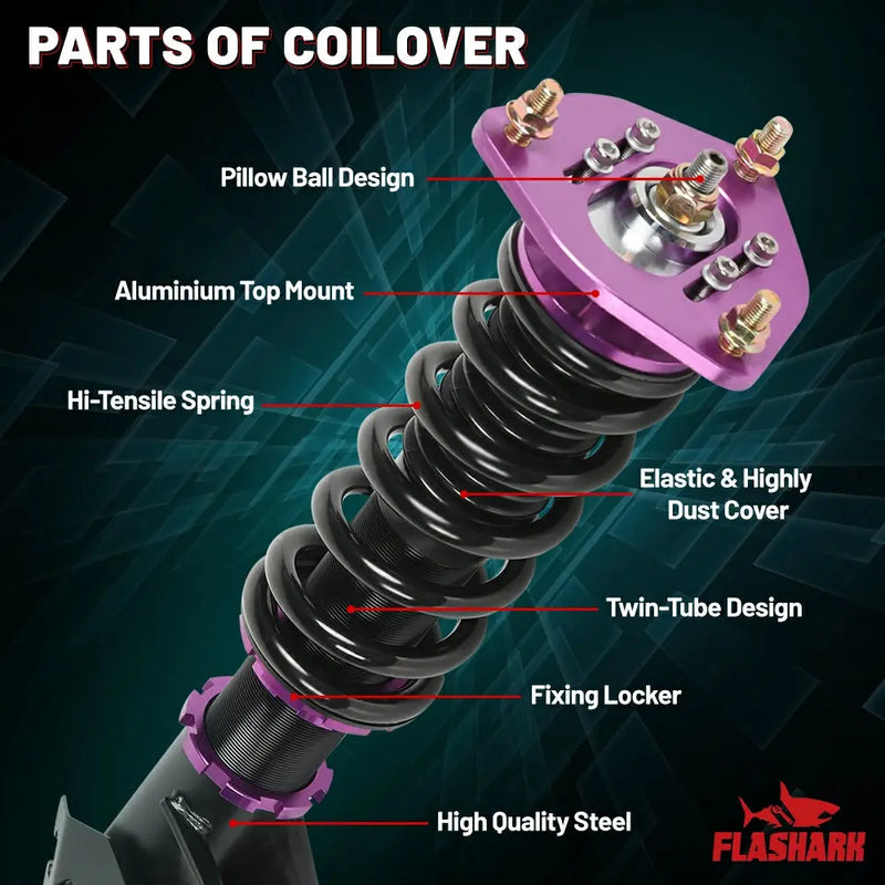 1988-1994 Nissan S13 240SX 180SX Coilover Shock Absorbers Struts 4PCS Flashark