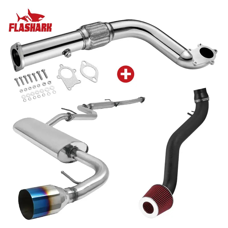 1990-1991 Honda CRX Downpipe Exhaust 1.5L 4.5" Catback Exhaust Cold Air Intake Kit Flashark