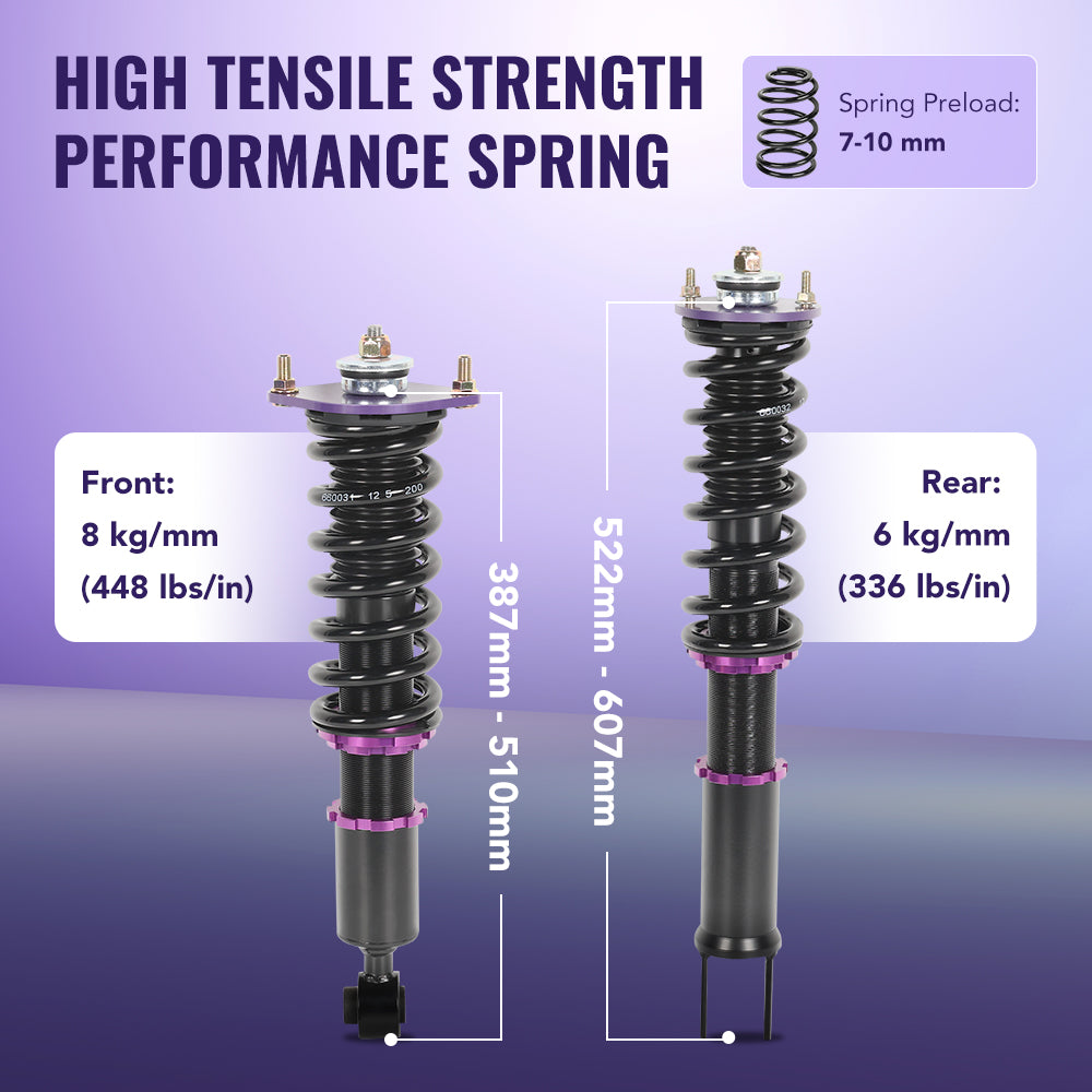 Adjustable Coilover Shock Absorbers Struts 4PCS for 1990-1996 Nissan 300ZX Z32