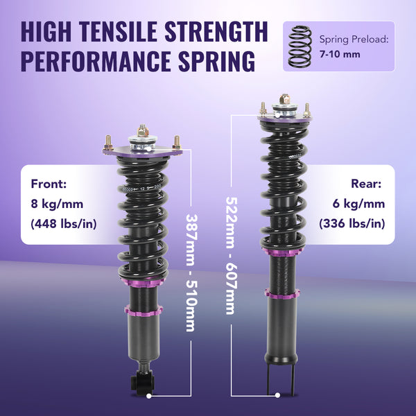 Adjustable Coilover Shock Absorbers Struts 4PCS for 1990-1996 Nissan 300ZX Z32