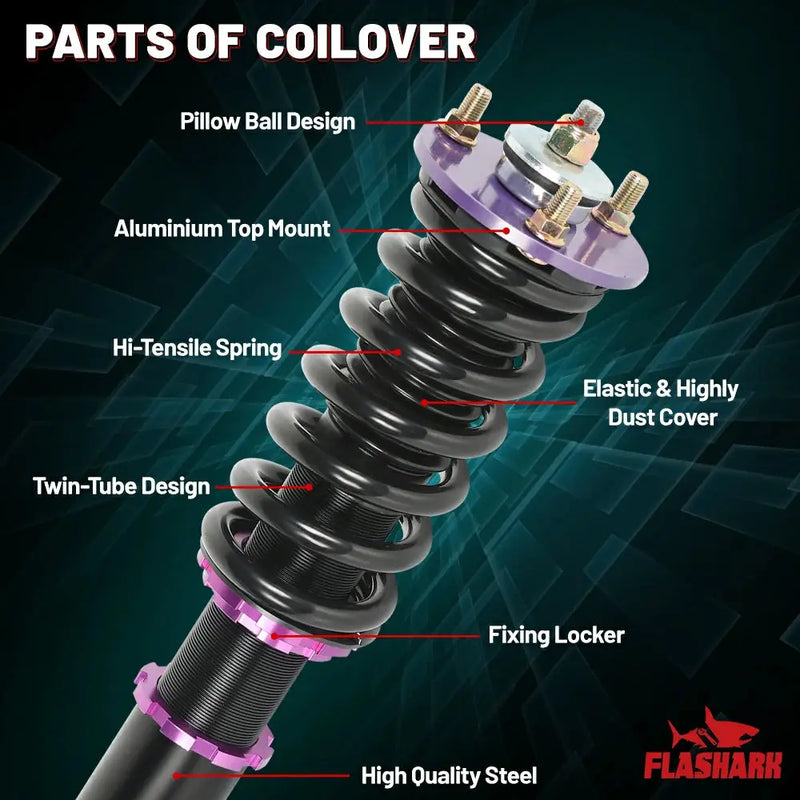 1990-1997 Honda Accord Acura CL Coilover Shock Absorbers Struts 4PCS Flashark