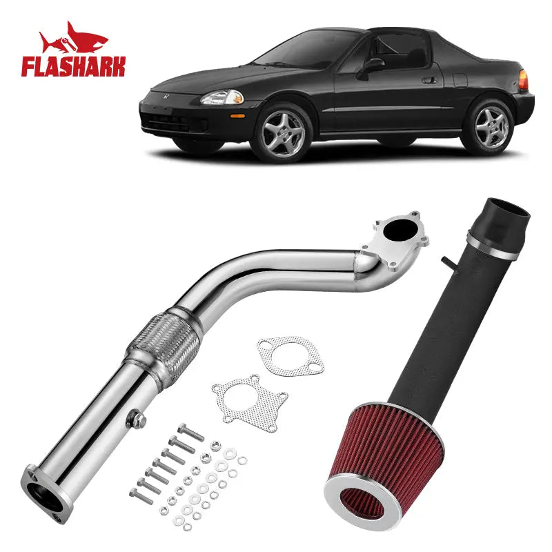 1993-1997 Honda Civic del Sol 1.5L/1.6L Exhaust Header Air Intake Kit All-In-One Kit Flashark