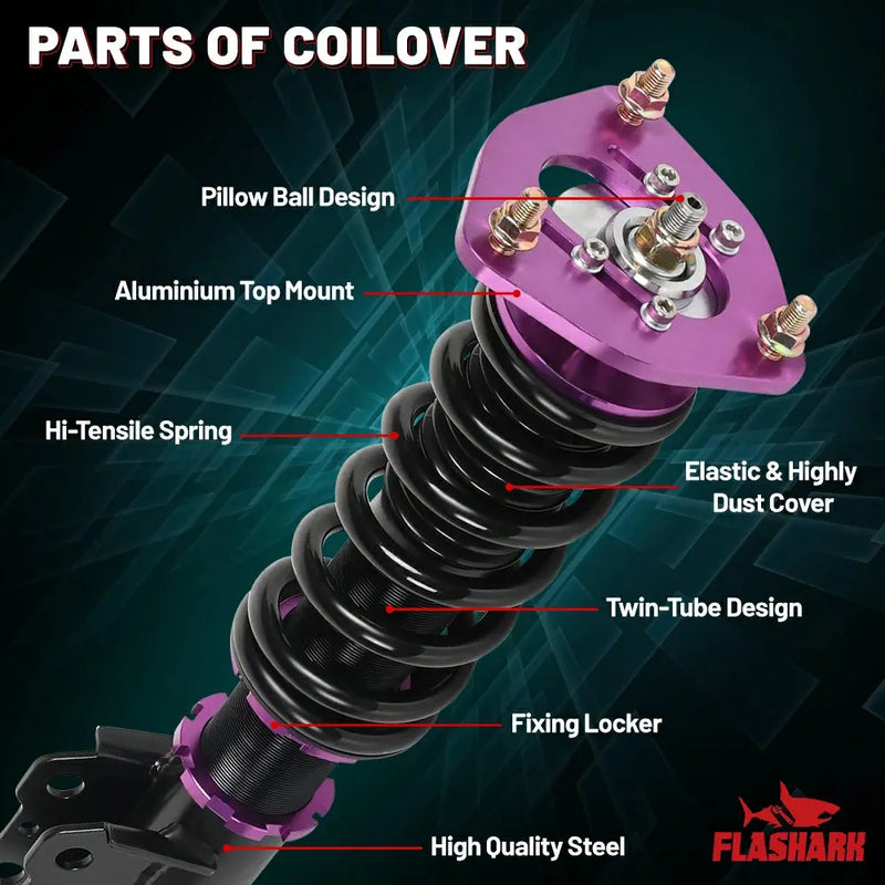 1995-1998 Nissan S14 240SX Coilover Shock Absorbers Struts 4PCS Flashark