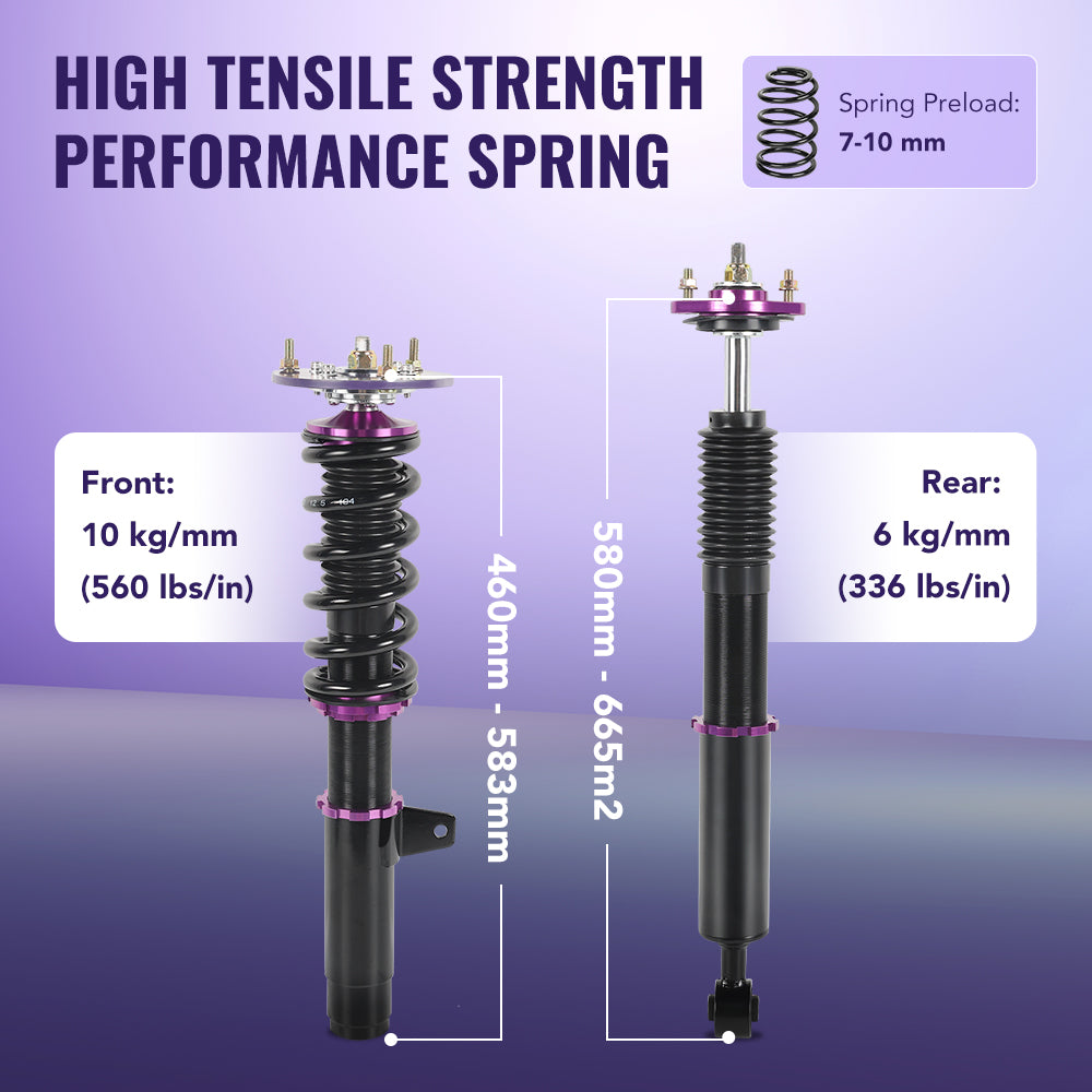 Amortiguadores tipo coilover para BMW Serie 3 E46 (1998-2005, 320i, 325i, 325ci y 330i) - 4 unidades