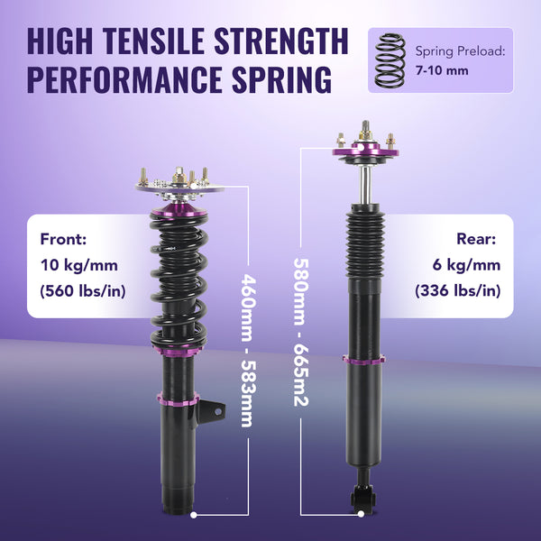 BMW 3-Series E46 Coilovers for 1998-2005 318i/323i/325i/325xi/325Ci/328i/328Ci/330i/330xi - 4PCS