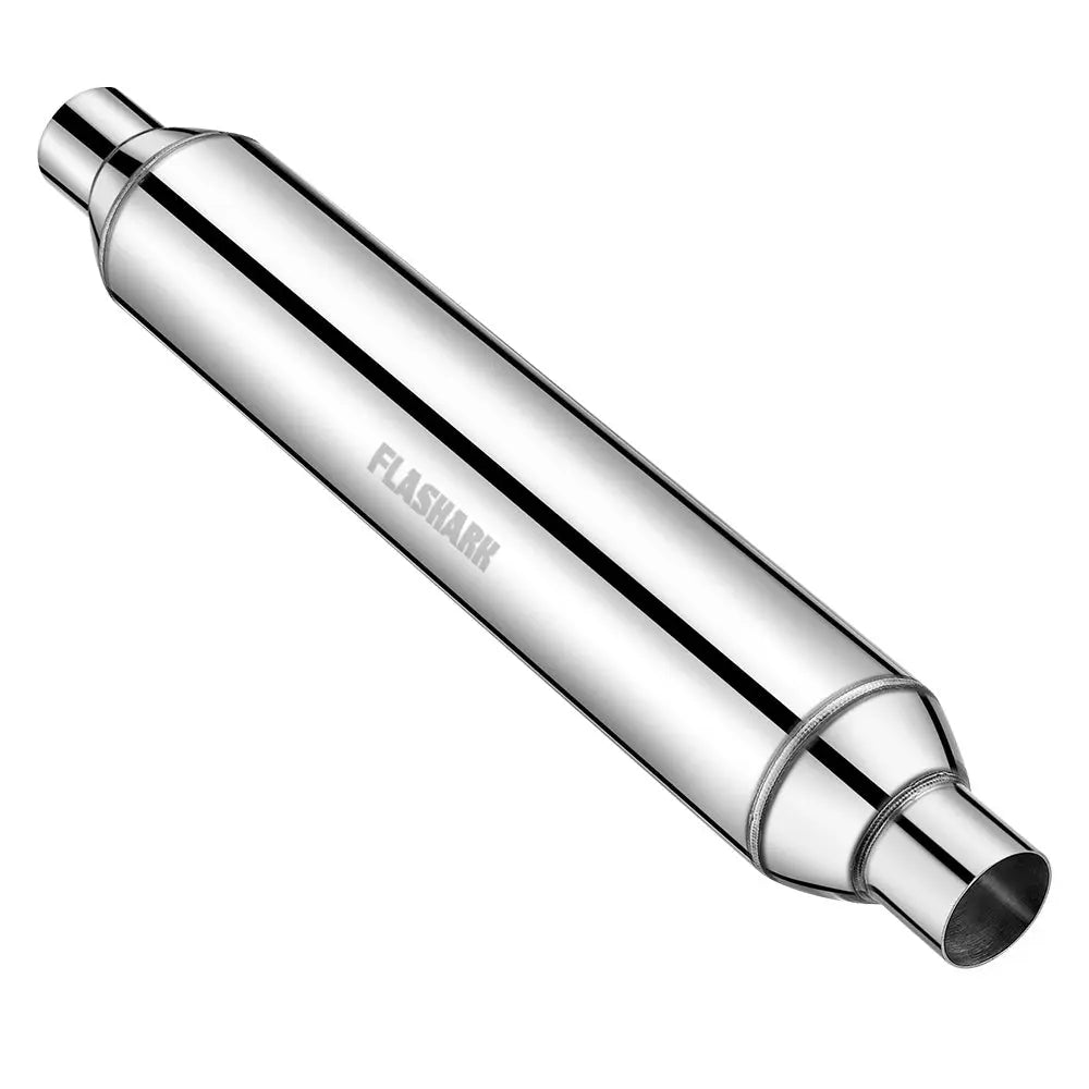 2.5 in. Inlet/Outlet Exhaust Resonator 26 in. Overall, 22 in 2.5 in. Inlet/Outlet Exhaust Resonator 26 in. Overall, 22 in