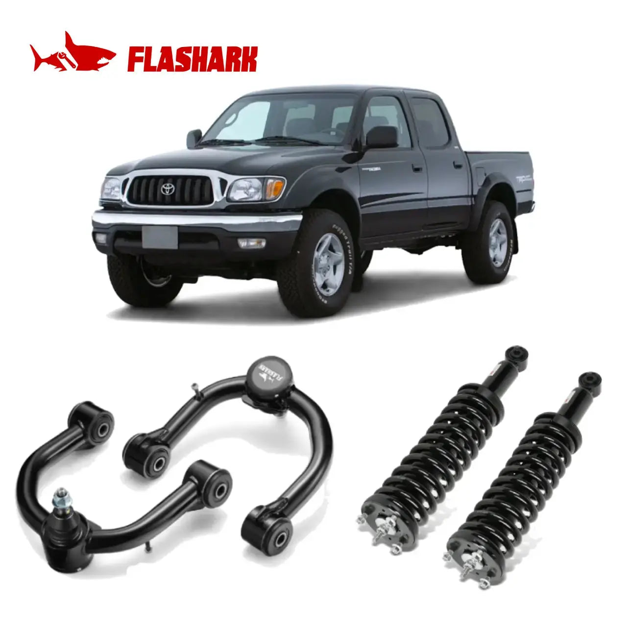 Exhaust Header/Front Strut/Upper Control Arms All-In-One Kit for 1995-2001 Toyota Tacoma 2.4L/2.7L L4 Flashark
