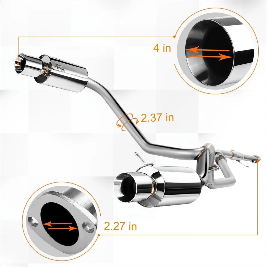 PM Performotor Cat-Back Exhaust System For Mitsubishi Eclipse GT 3.0 V6 2000-2005 – 4" Rolled Tip, T-304 SS
